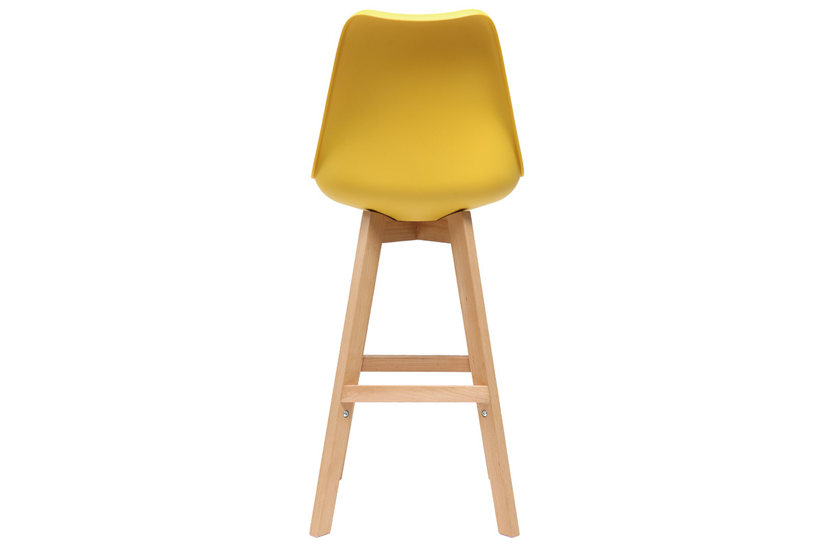 Set di 2 sgabelli da bar design giallo e legno 65cm PAULINE