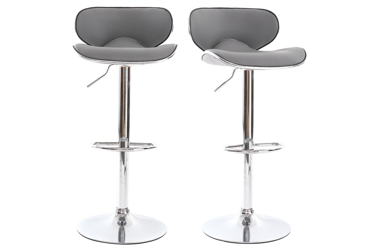Set di 2 sgabelli da bar design grigio PEGASE