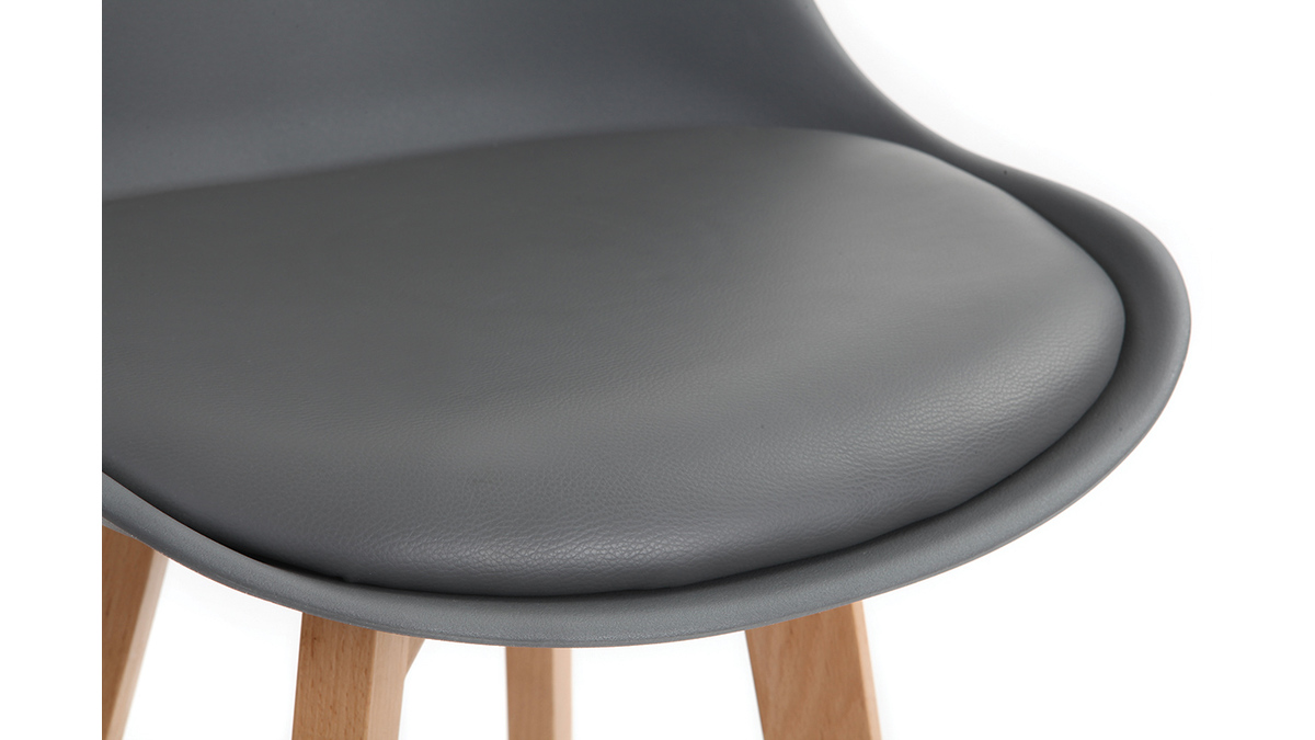 Set di 2 sgabelli da bar design grigio scuro e legno 65cm PAULINE