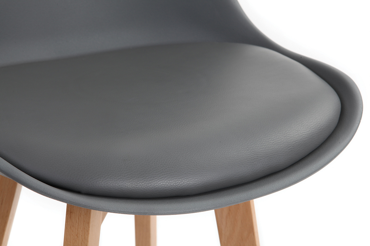 Set di 2 sgabelli da bar design grigio scuro e legno 65cm PAULINE