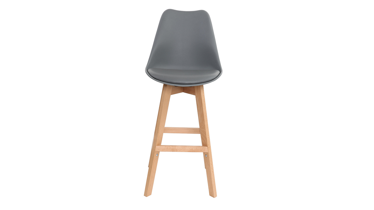 Set di 2 sgabelli da bar design grigio scuro e legno 65cm PAULINE