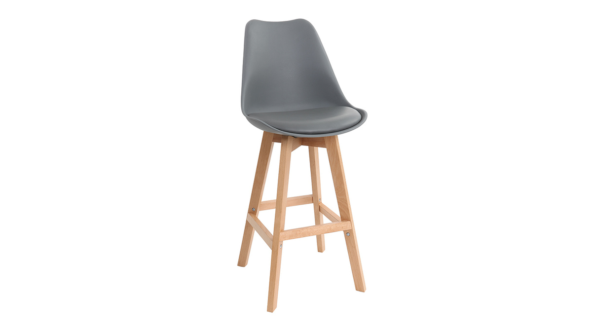 Set di 2 sgabelli da bar design grigio scuro e legno 65cm PAULINE