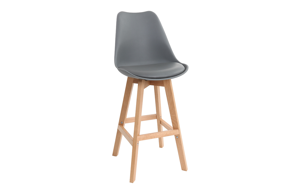 Set di 2 sgabelli da bar design grigio scuro e legno 65cm PAULINE