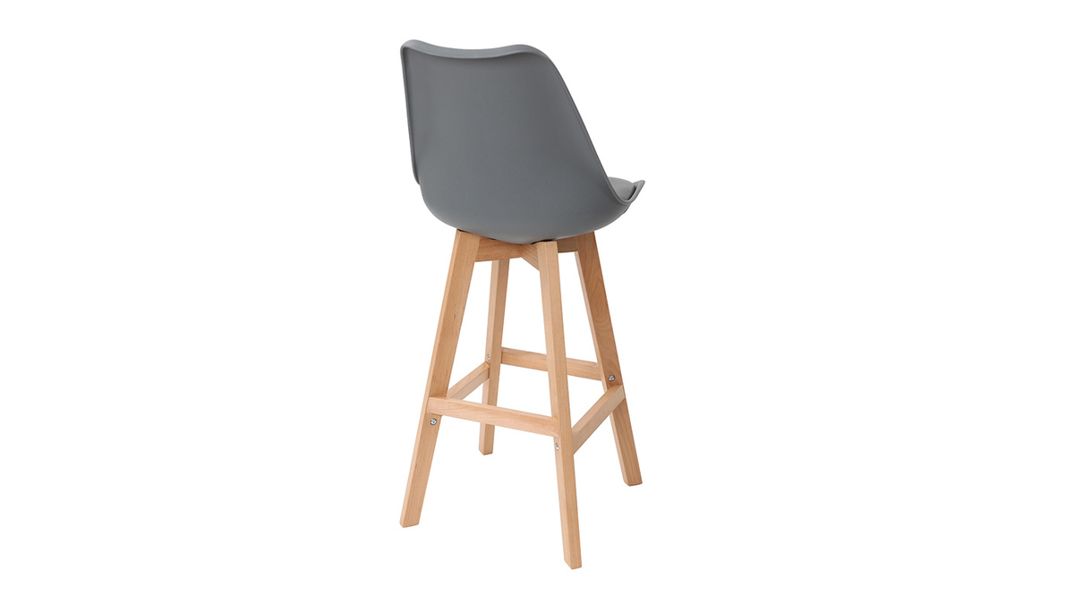 Set di 2 sgabelli da bar design grigio scuro e legno 65cm PAULINE