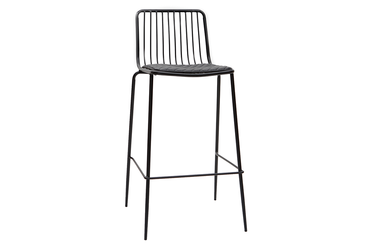 Set di 2 sgabelli da bar design in metallo nero con cuscino 75 cm FEELING