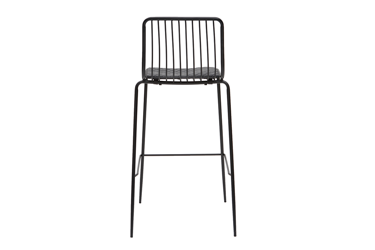 Set di 2 sgabelli da bar design in metallo nero con cuscino 75 cm FEELING