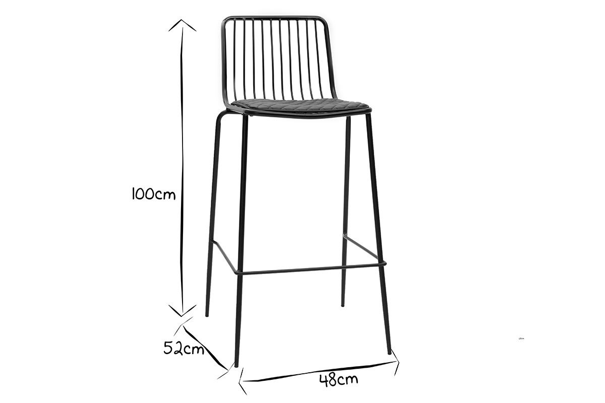 Set di 2 sgabelli da bar design in metallo nero con cuscino 75 cm FEELING