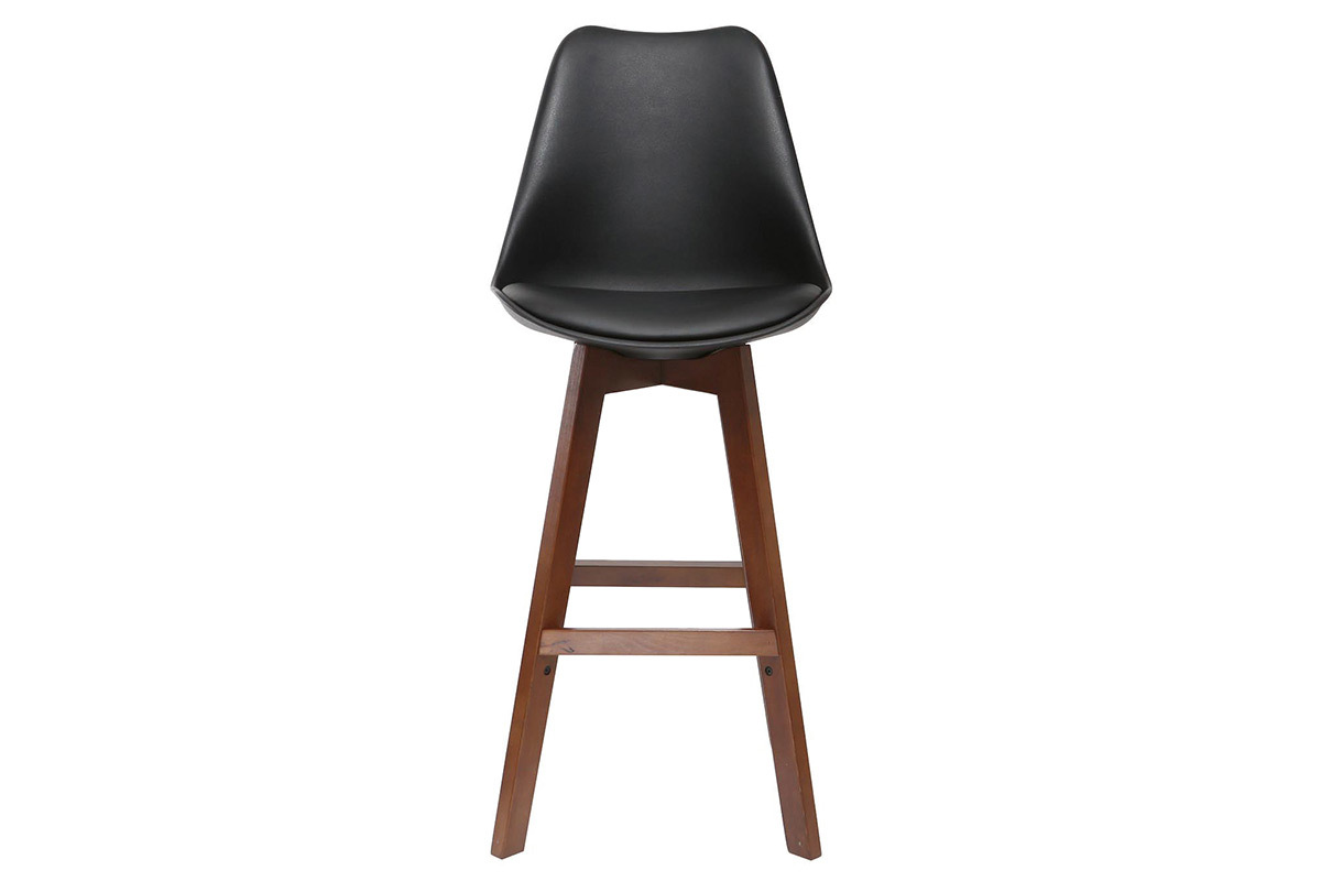 Set di 2 sgabelli da bar design nero e noce 65cm PAULINE