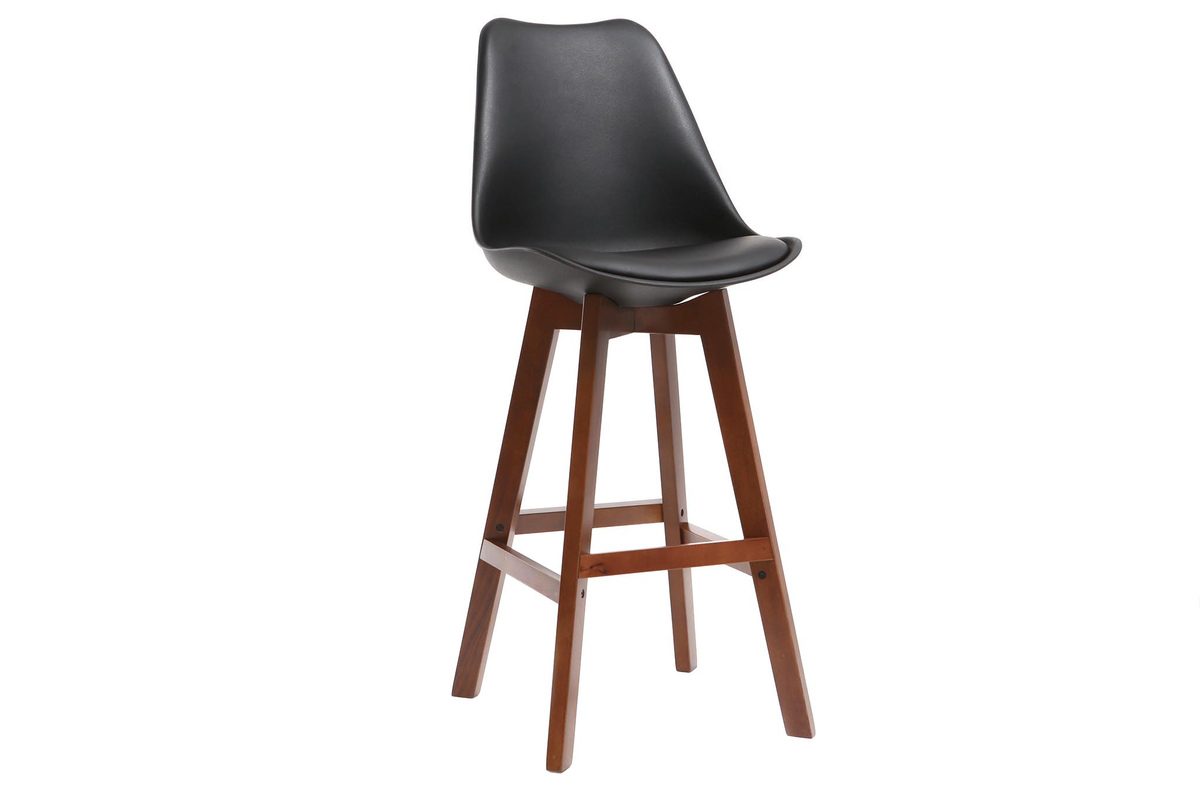 Set di 2 sgabelli da bar design nero e noce 65cm PAULINE