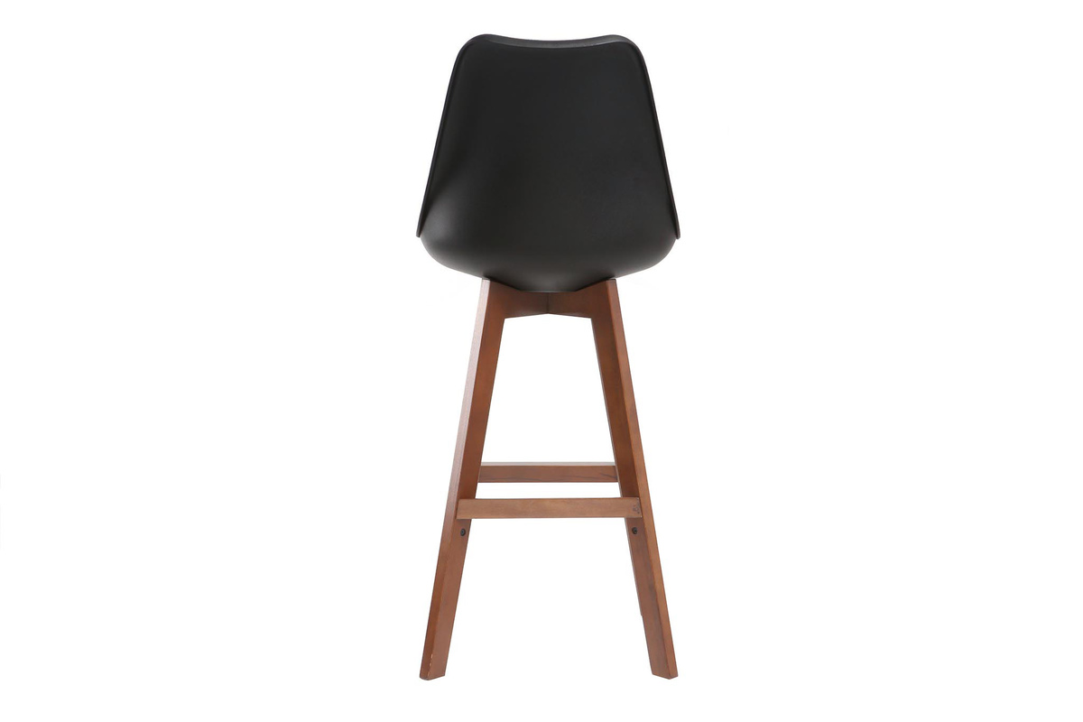 Set di 2 sgabelli da bar design nero e noce 65cm PAULINE