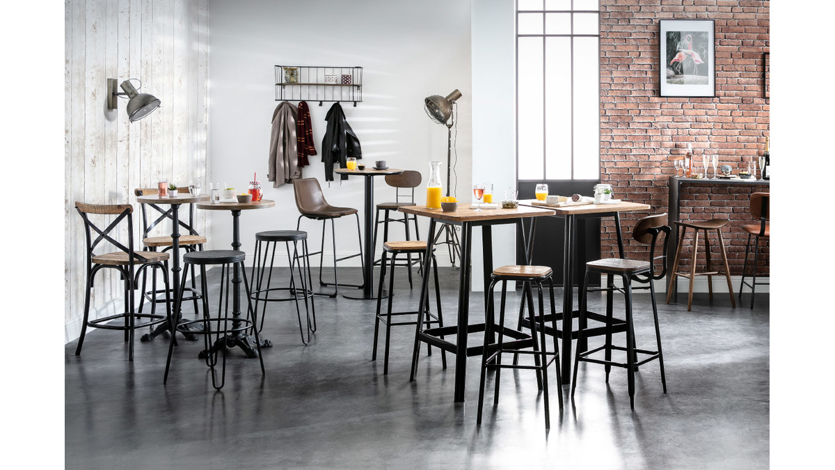 Set di 2 sgabelli da bar design nero H75cm MEMPHIS