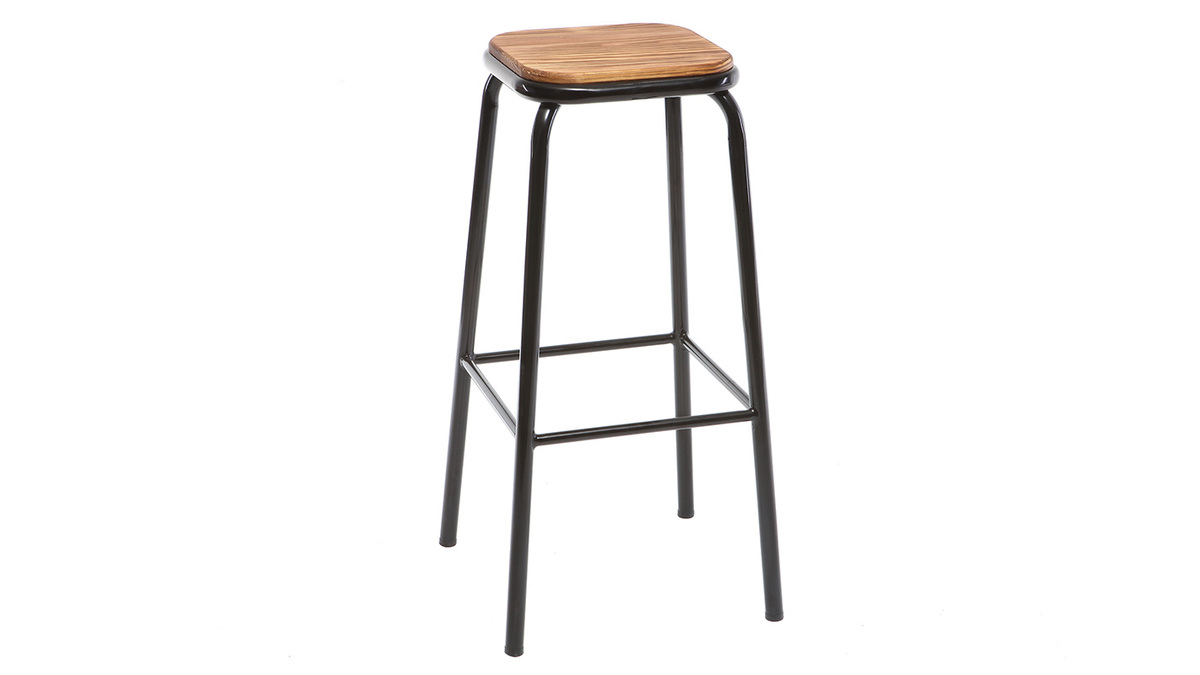 Set di 2 sgabelli da bar design nero H75cm MEMPHIS