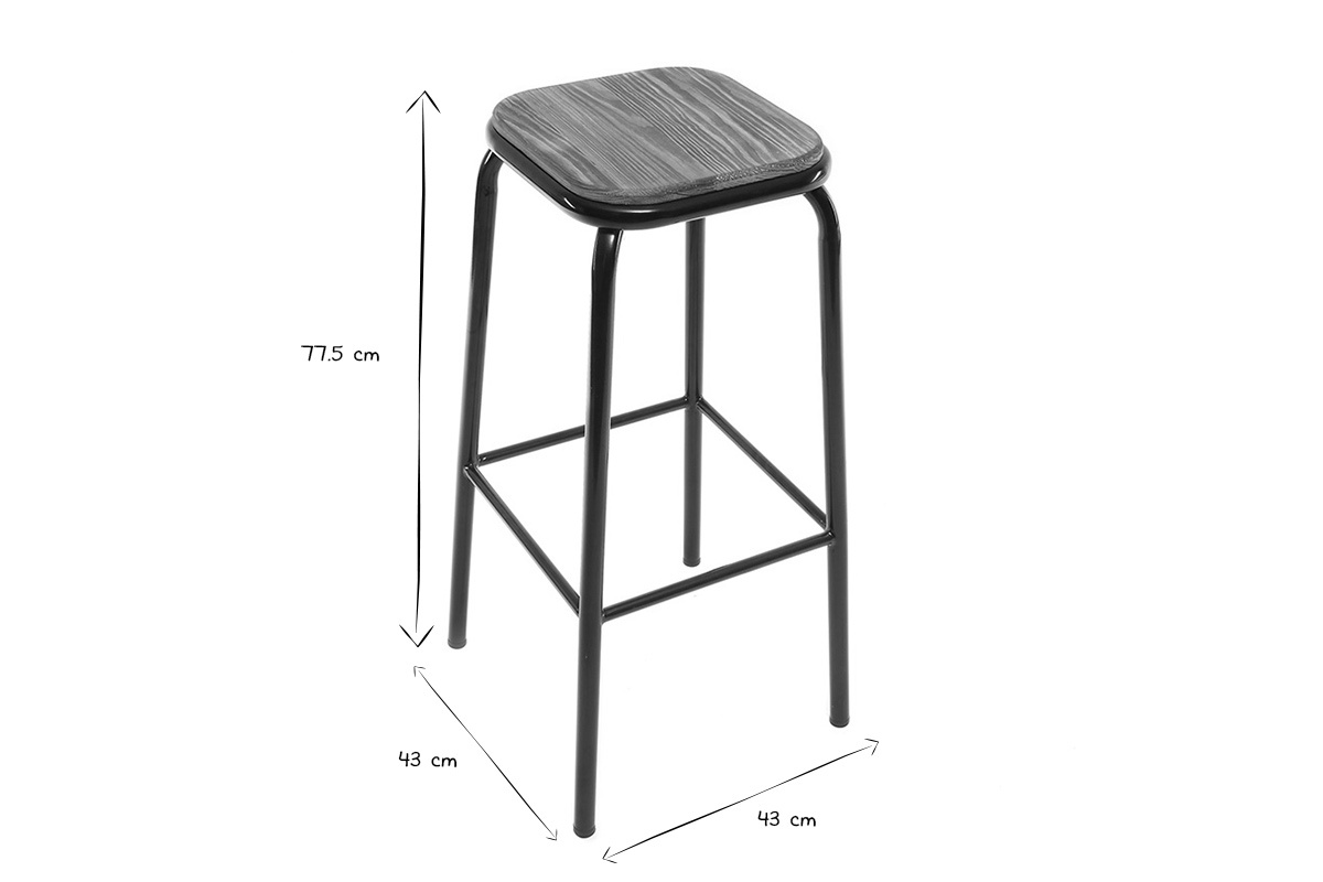 Set di 2 sgabelli da bar design nero H75cm MEMPHIS