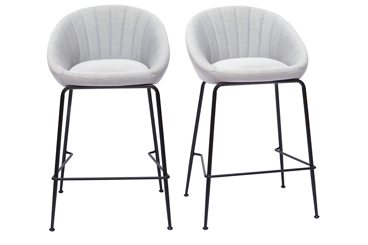 Set di 2 sgabelli da bar design tessuto grigio chiaro 65 cm SHERU