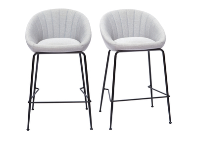 Set di 2 sgabelli da bar design tessuto grigio chiaro 65 cm SHERU