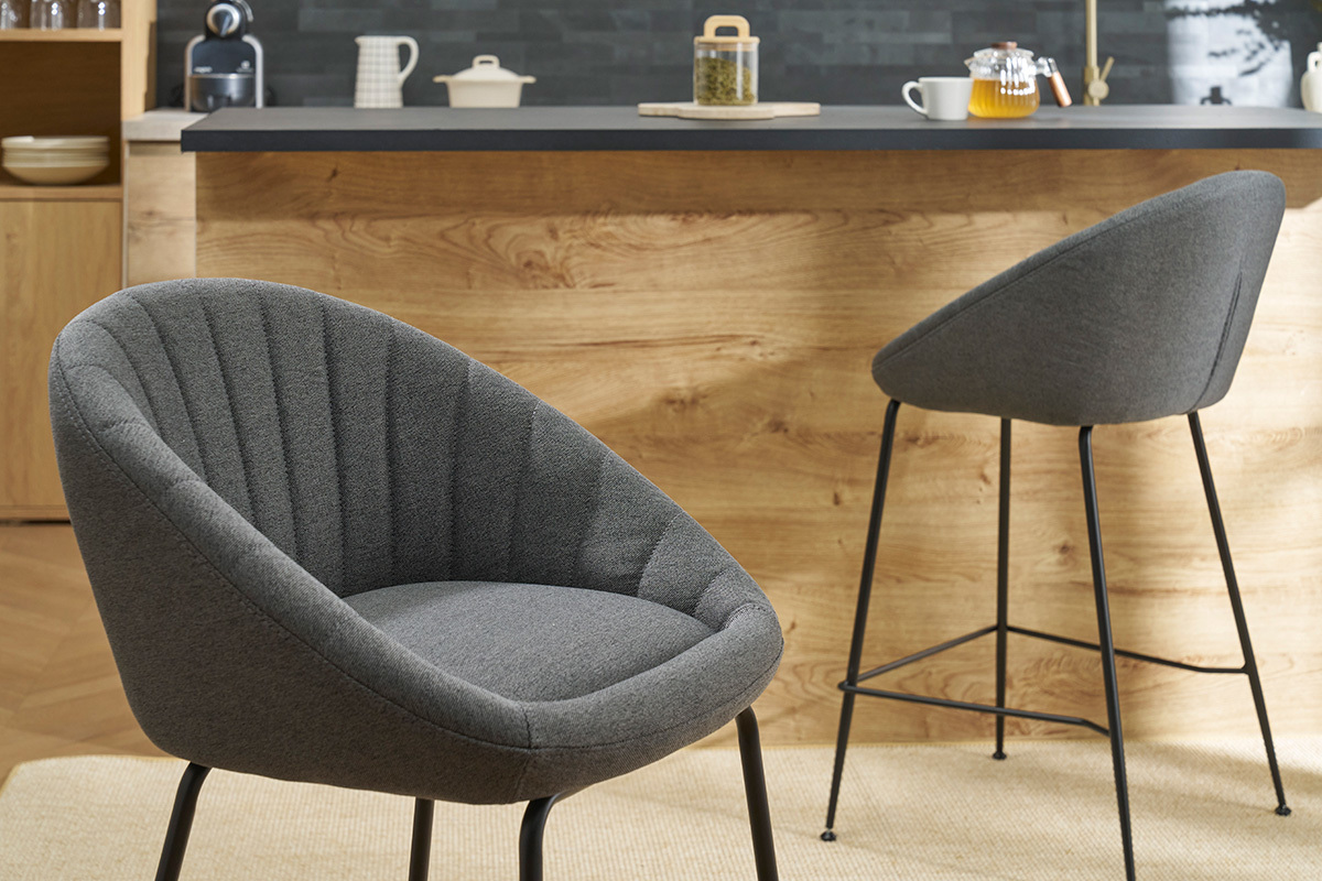 Set di 2 sgabelli da bar design tessuto grigio scuro 65 cm SHERU