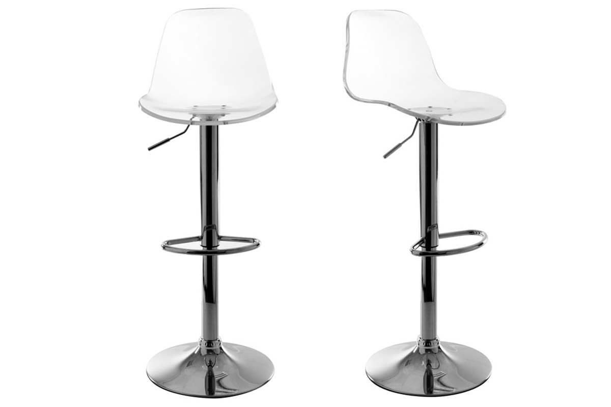 Set di 2 sgabelli da bar design trasparente GALILEO