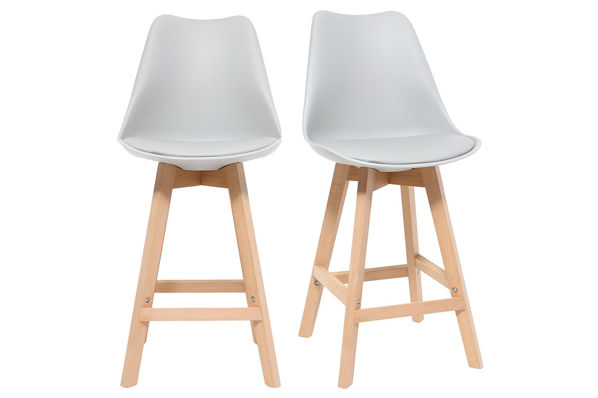 Set di 2 sgabelli da bar grigio chiaro e legno 65cm PAULINE