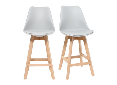 Set di 2 sgabelli da bar grigio chiaro e legno 65cm PAULINE