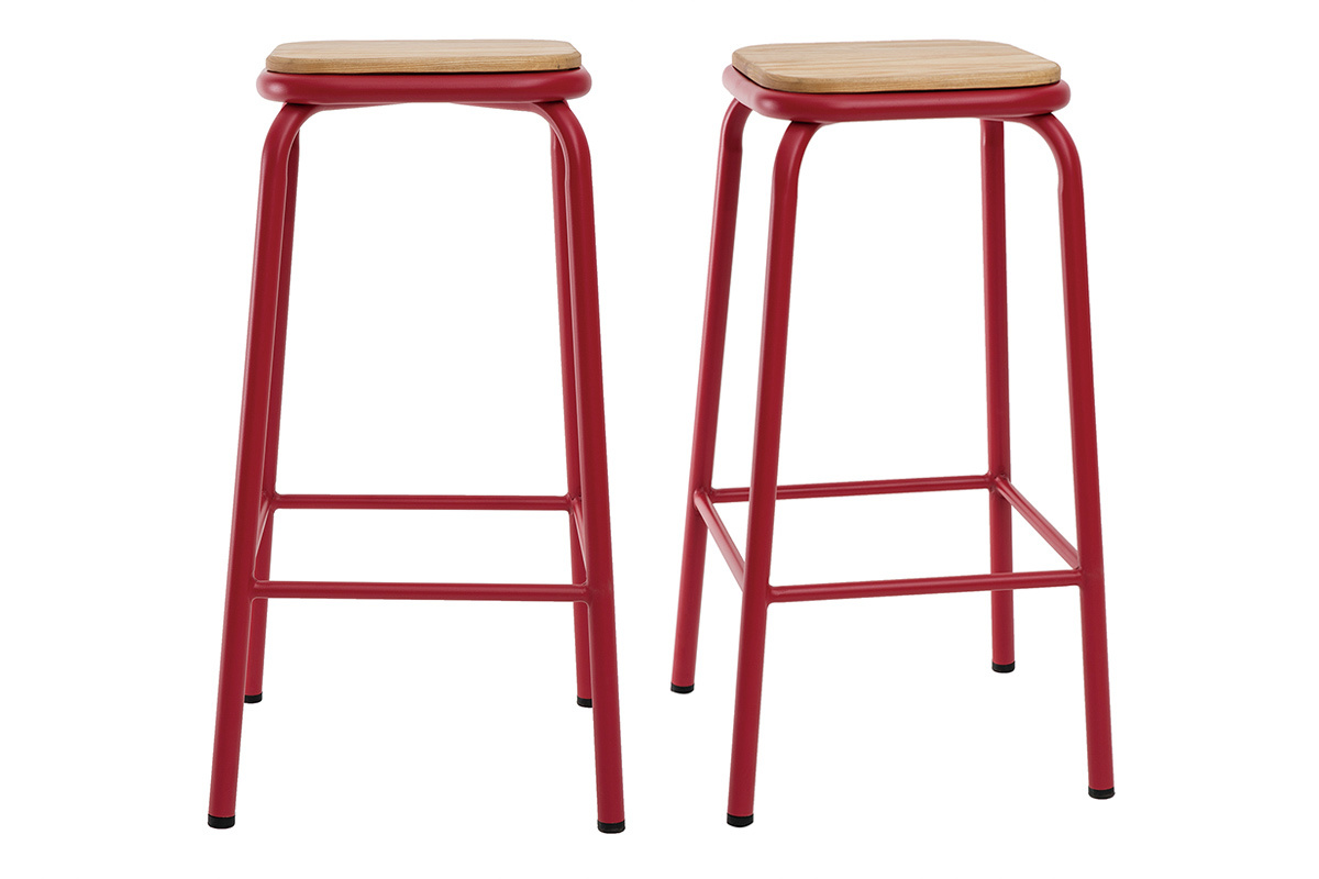 Set di 2 sgabelli da bar impilabili rossi H65 cm MEMPHIS