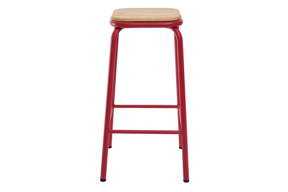 Set di 2 sgabelli da bar impilabili rossi H65 cm MEMPHIS
