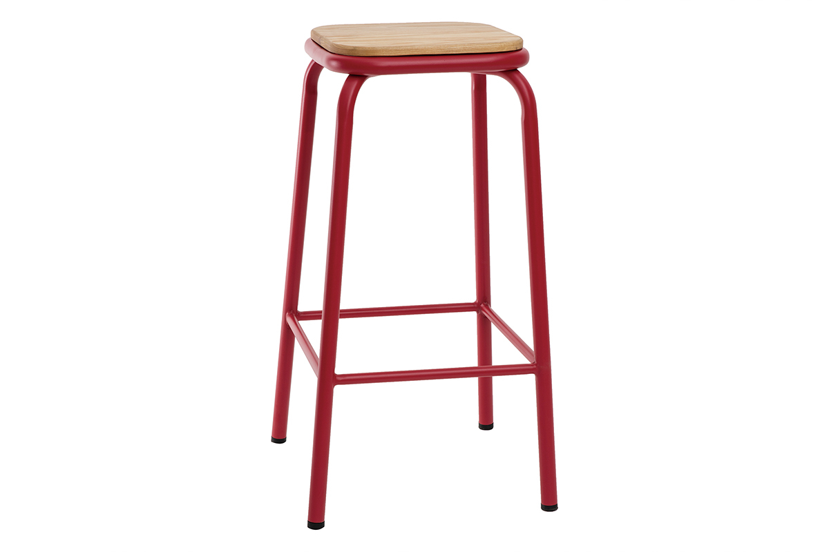 Set di 2 sgabelli da bar impilabili rossi H65 cm MEMPHIS