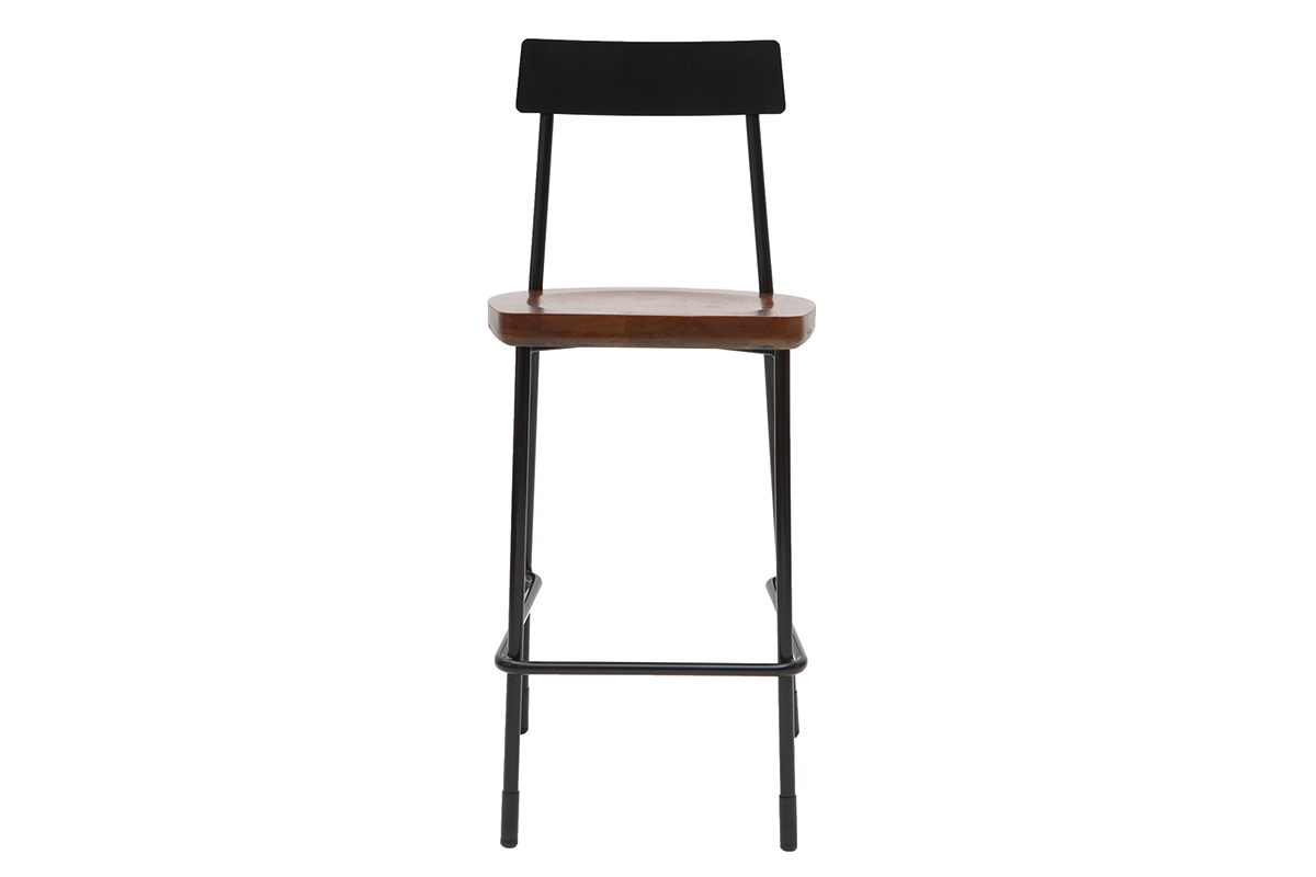 Set di 2 sgabelli da bar industriali metallo e legno nero 65 cm OUDIN