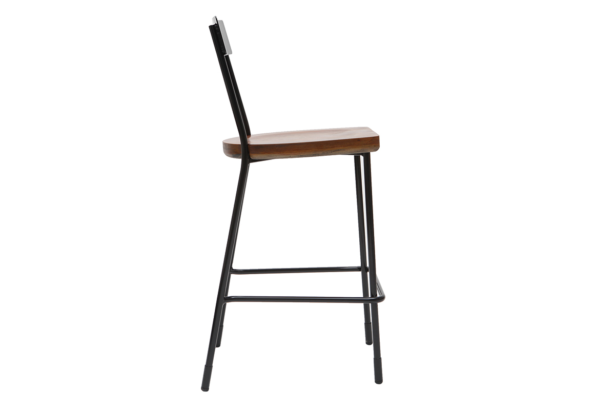 Set di 2 sgabelli da bar industriali metallo e legno nero 65 cm OUDIN