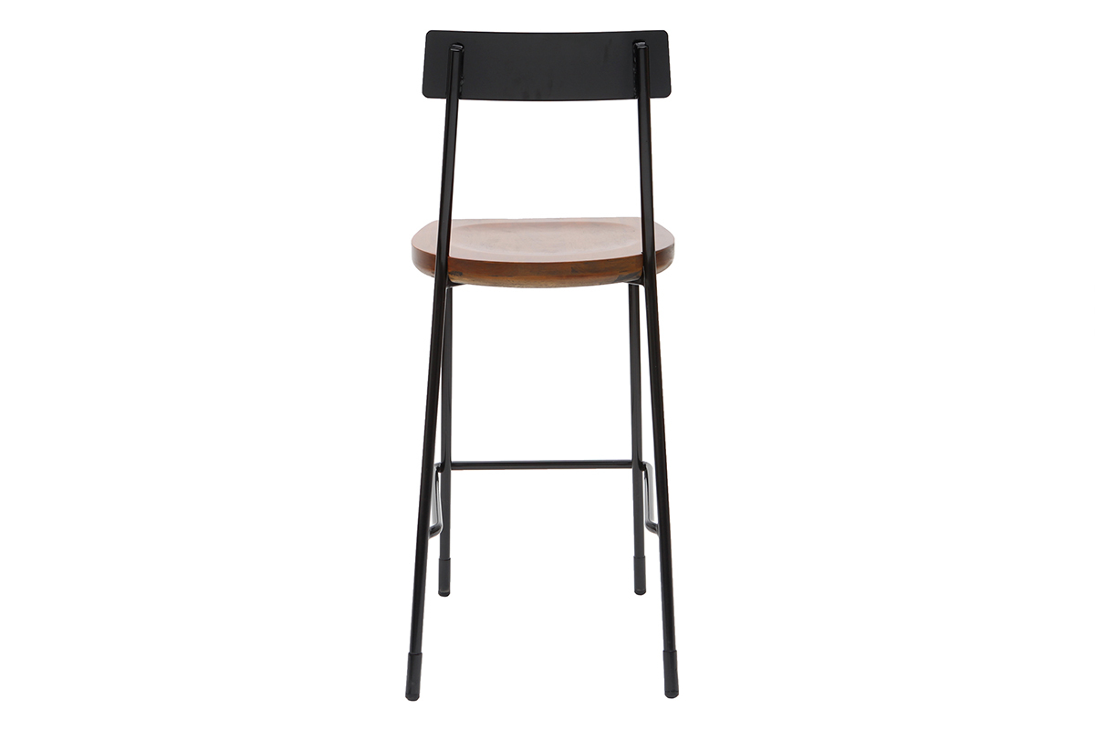 Set di 2 sgabelli da bar industriali metallo e legno nero 65 cm OUDIN