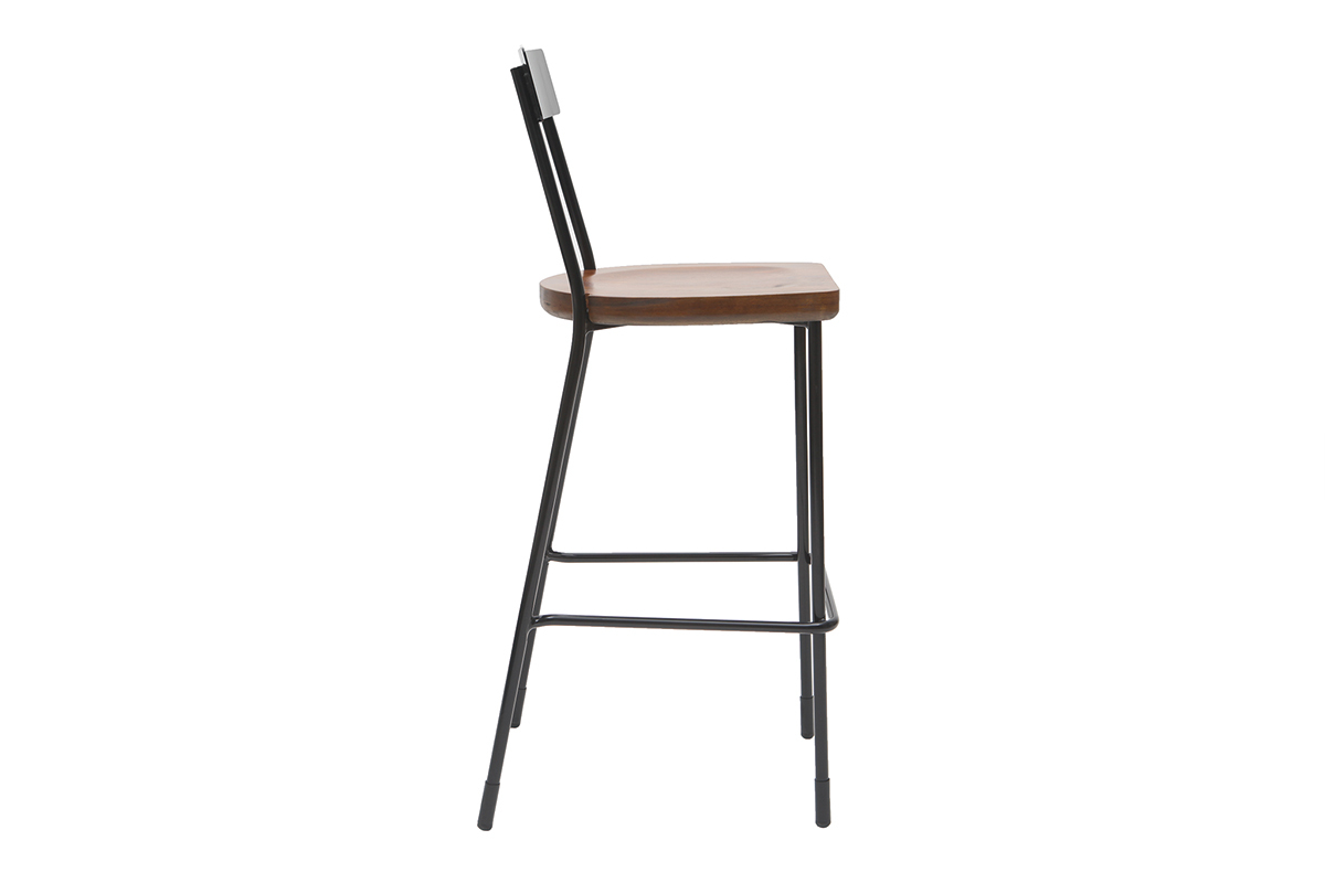 Set di 2 sgabelli da bar industriali metallo e legno nero 75 cm OUDIN
