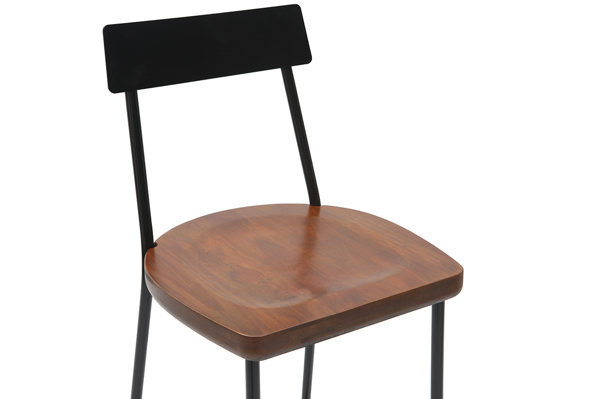Set di 2 sgabelli da bar industriali metallo e legno nero 75 cm OUDIN