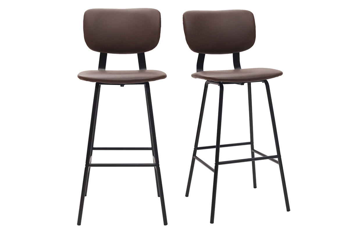 Set di 2 sgabelli da bar marrone con piedi in metallo 75 cm LAB