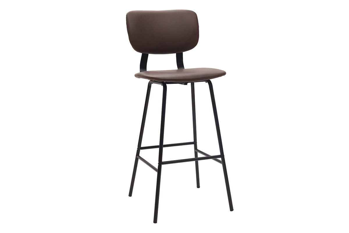Set di 2 sgabelli da bar marrone con piedi in metallo 75 cm LAB