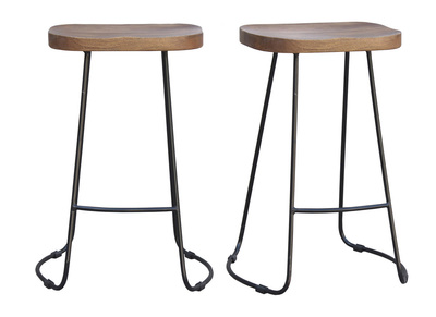 Set di 2 sgabelli da bar metallo nero e legno H65cm RUNKO