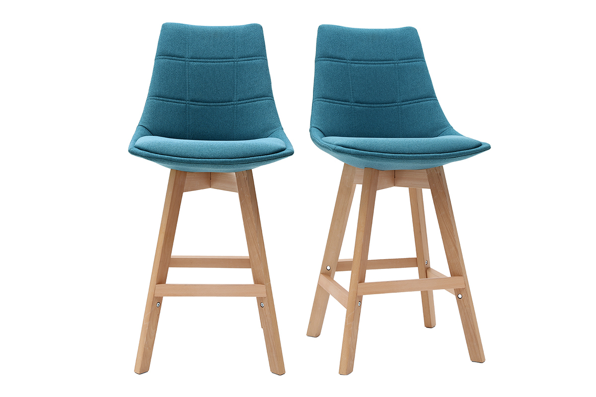 Set di 2 sgabelli da bar scandinavi blu anatra 65 cm MATILDE