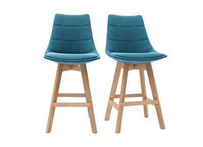 Set di 2 sgabelli da bar scandinavi blu anatra 65 cm MATILDE