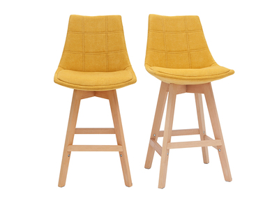 Set di 2 sgabelli da bar scandinavi effetto velluto giallo senape 65 cm MATILDE