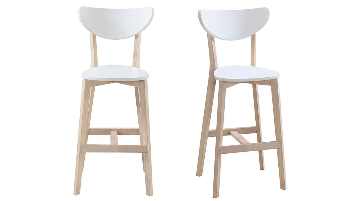 Set di 2 sgabelli da bar scandinavo bianco e legno 65cm LEENA