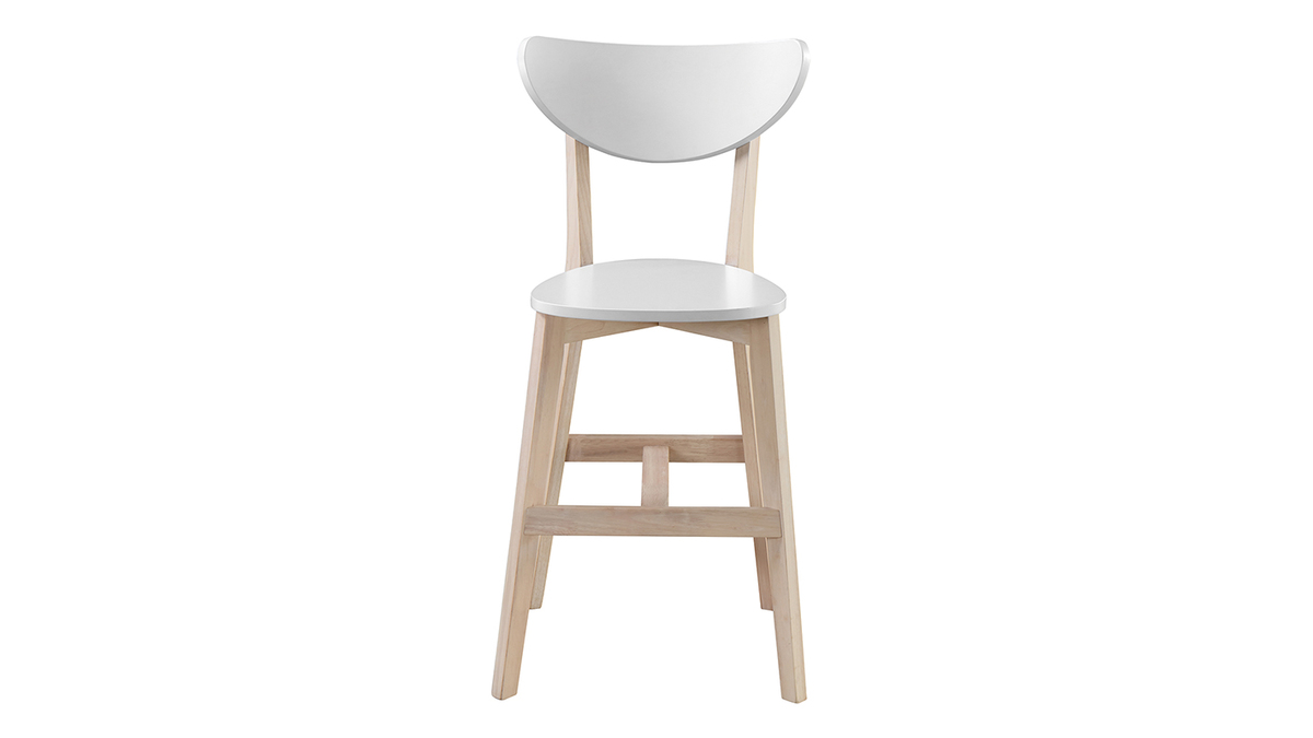 Set di 2 sgabelli da bar scandinavo bianco e legno 65cm LEENA