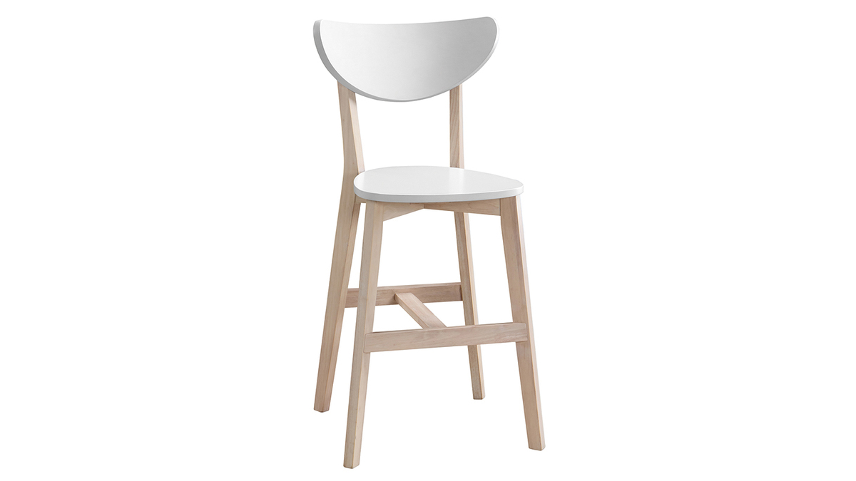 Set di 2 sgabelli da bar scandinavo bianco e legno 65cm LEENA