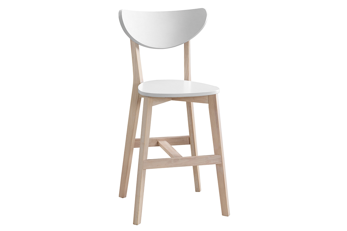 Set di 2 sgabelli da bar scandinavo bianco e legno 65cm LEENA
