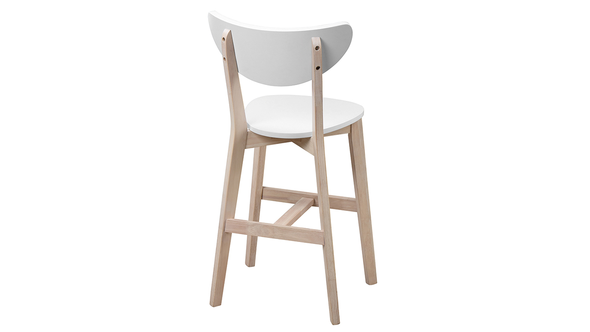 Set di 2 sgabelli da bar scandinavo bianco e legno 65cm LEENA