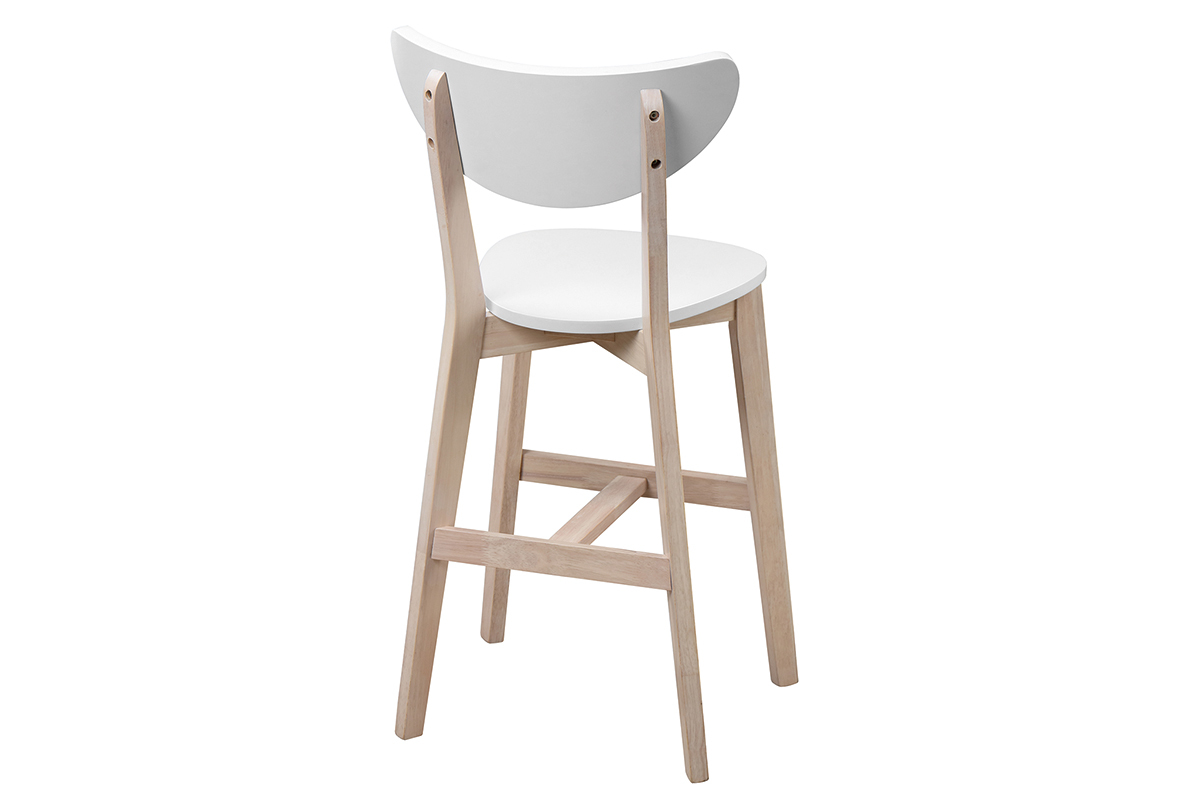 Set di 2 sgabelli da bar scandinavo bianco e legno 65cm LEENA