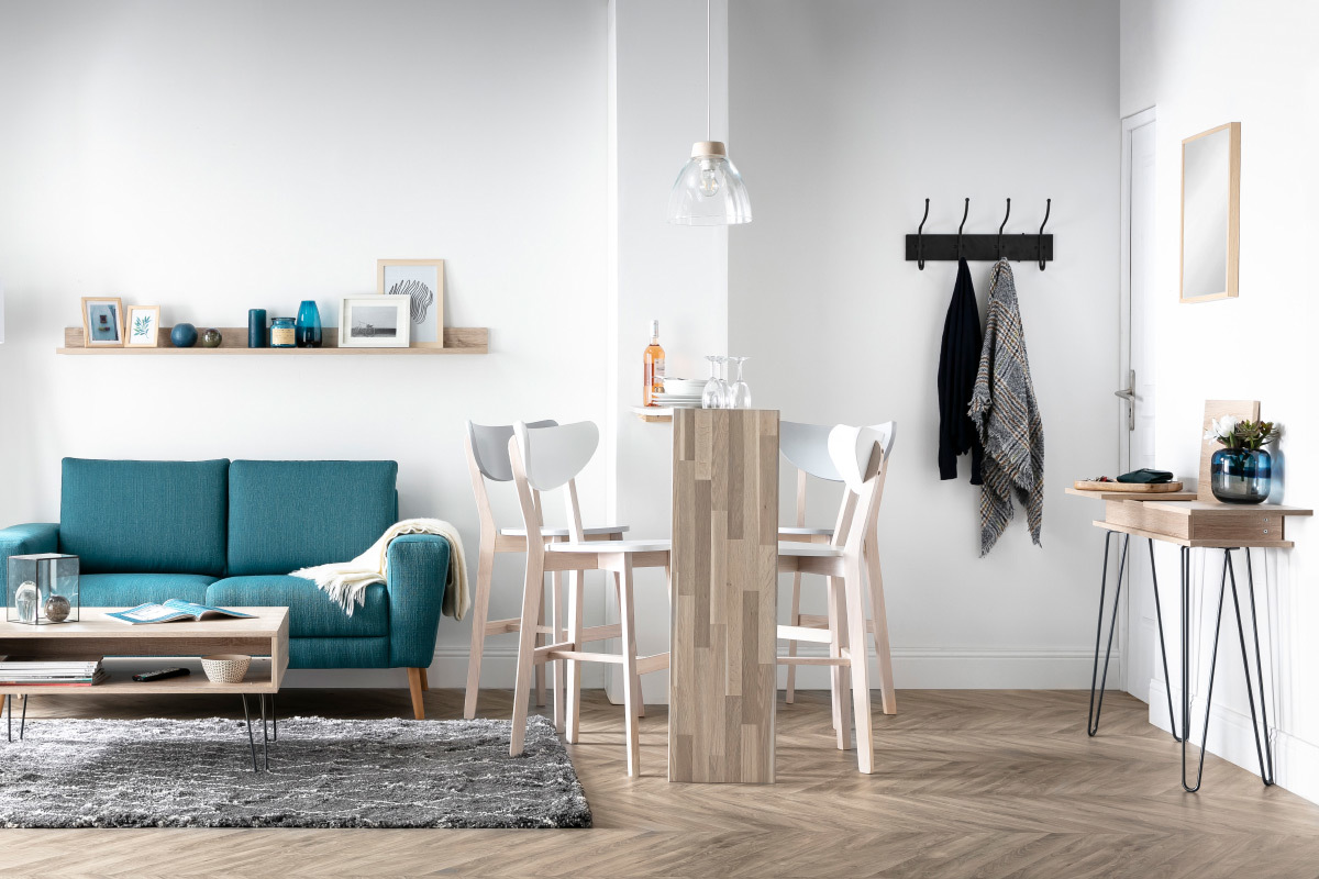 Set di 2 sgabelli da bar scandinavo bianco e legno 65cm LEENA