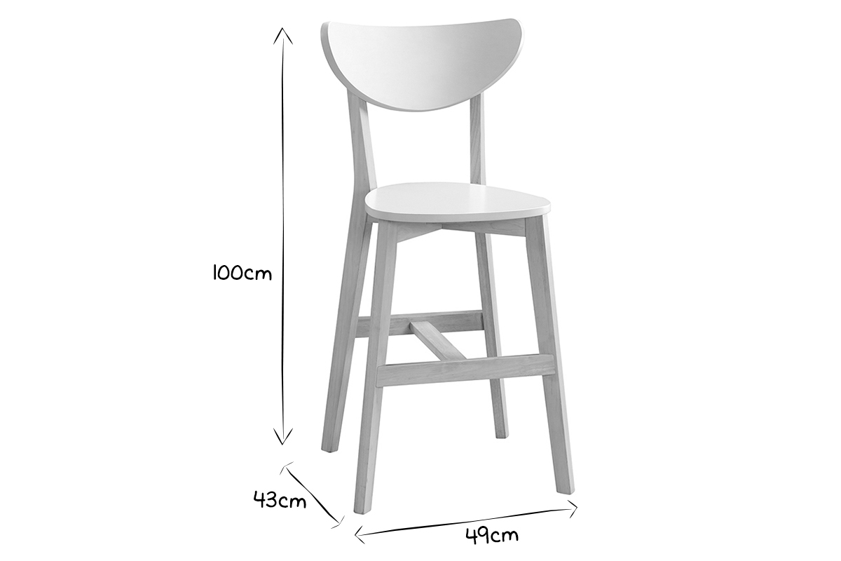 Set di 2 sgabelli da bar scandinavo bianco e legno 65cm LEENA