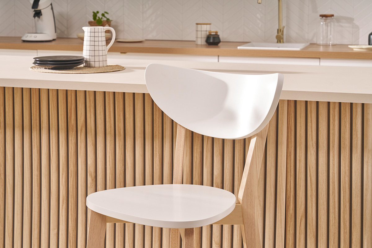 Set di 2 sgabelli da bar scandinavo bianco e legno 65cm LEENA