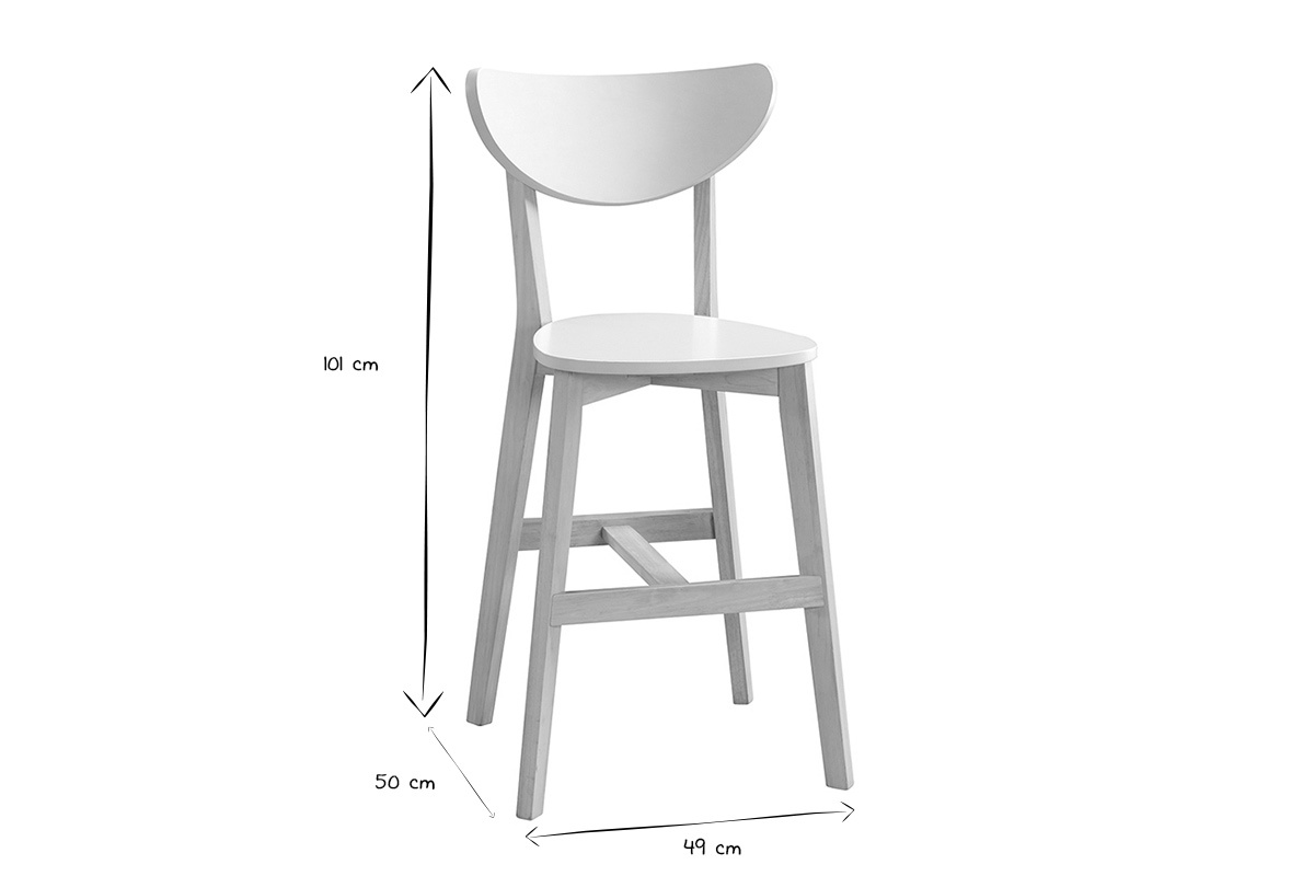 Set di 2 sgabelli da bar scandinavo bianco e legno 65cm LEENA