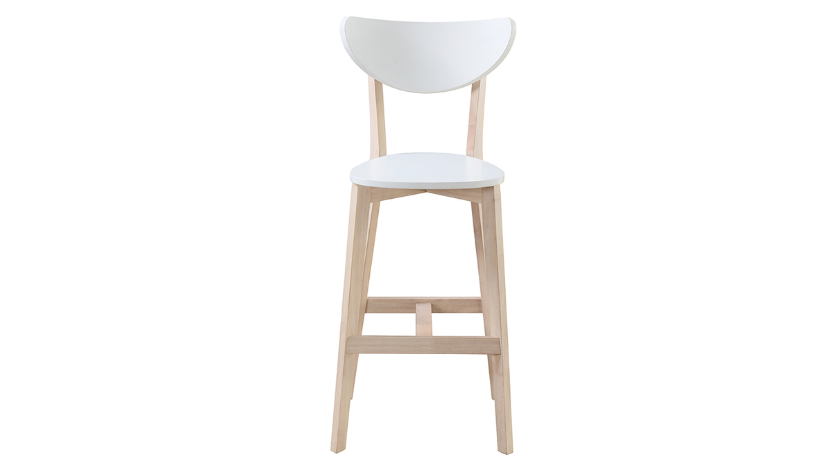 Set di 2 sgabelli da bar scandinavo bianco e legno 75cm LEENA