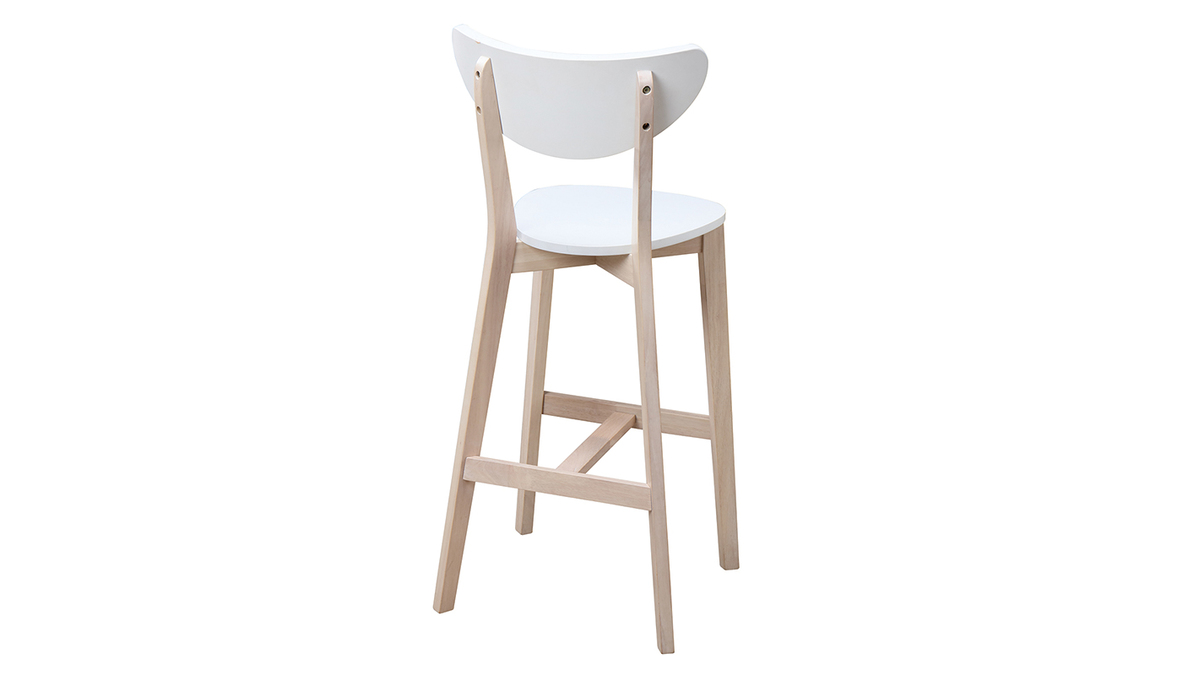 Set di 2 sgabelli da bar scandinavo bianco e legno 75cm LEENA