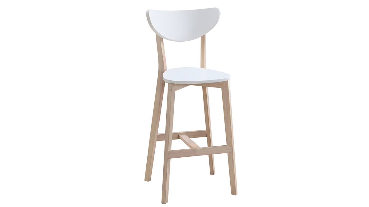 Set di 2 sgabelli da bar scandinavo bianco e legno 75cm LEENA